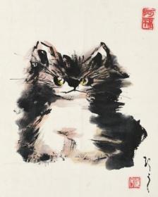 7998 张正宇     《猫趣图》              图书画页 画面尺寸13.5X17厘米