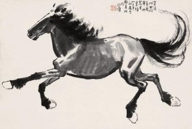 11739 图书画页 印刷品  徐悲鸿 《奔马》        画面尺寸19.9X29.4厘米       接页