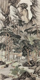 11609 图书画页 印刷品     应野平   《松岡叠翠》    画面尺寸24.3X12.3厘米