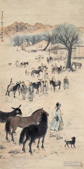 10815 图书画页   赵望云  《平凉一隅》画面尺寸 13.9X 27.7厘米