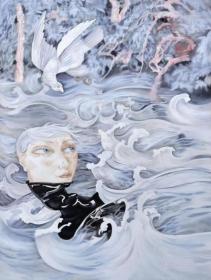 3696  熊宇                                                              《        涌动的水流     》    纸本印刷画页  画面尺寸16.2X21.5厘米