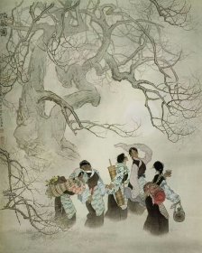12675图书画页 朱理存《踏歌行》 画面尺寸22.7X27.8厘米 1页