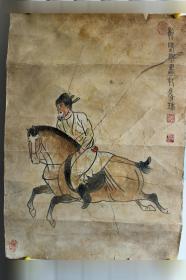 （品差 折断严重）21920  精品80年代壁画人物 打马球 作者不知捡漏自鉴C