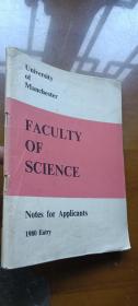 university of Manchester faculty of science：notes for applicats 1980 entry