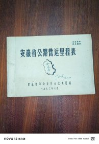 安徽省公路营运里程表