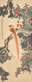 波面落花时拂柳 1929.丁宝书<花鸟>纸本立轴 6.48平尺