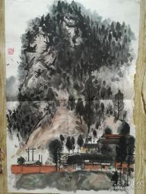 98年全国百杰书画家，甘肃省美协会员陈子贵画130《山水》