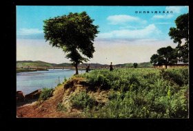 民国明信片 牡丹江岸风景 抗战老集邮封片画照纸品收藏