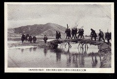 民国明信片 热河大凌河渡河  抗战集邮封片画片照收藏