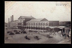 民国明信片  新京驿火车站  抗战集邮封片画片照收藏