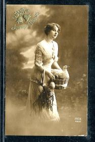 ◆ 法国明信片实寄1914年  ---------------   美人