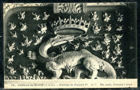 ◆ 法国明信片实寄1924年 ---------------  布卢瓦城堡 弗朗索瓦一世徽章 - 蝾螈