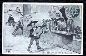 ◆ 法国明信片实寄1905年 --------------- 吉他手