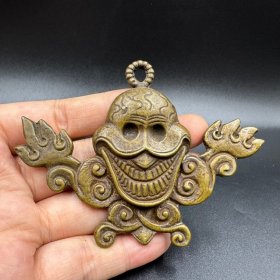 藏传纯铜阿呆大铜牌子挂件