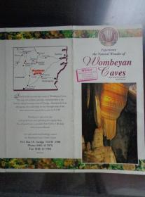 WOMBEYAN CAVES澳大利亚旺比恩山洞 1995年 16开折页 英文版 旺比恩山洞位置图，旺比恩山洞位于新南威尔士州南部高地。