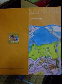 SENTOSA ISLAND MAP新加坡圣淘沙岛地图 手绘版 2007年 4开折页 英文版 快餐和小吃、餐馆、海滩酒吧、便利店、景点、住宿和水疗等索引表。岛上巴士线路图。