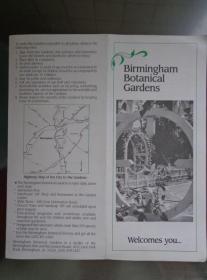 BIRMINGHAM BOTANICAL GARDENS美国伯明翰植物园游览图 80年代 16开折页 英文版 伯明翰植物园日本园平面图，伯明翰周边高速公路地图。伯明翰植物园28个景点介绍。