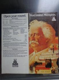 MUD ISLAND. MEMPHIS美国孟菲斯泥岛公园 1983年 8开折页 英文版 泥岛公园位于田纳西州孟菲斯市密西西比河与沃尔夫河汇合处，是一个娱乐与教育场所，它的设计构思引起公众的关注。泥岛是1900年—1913年间形成的一个沙洲。