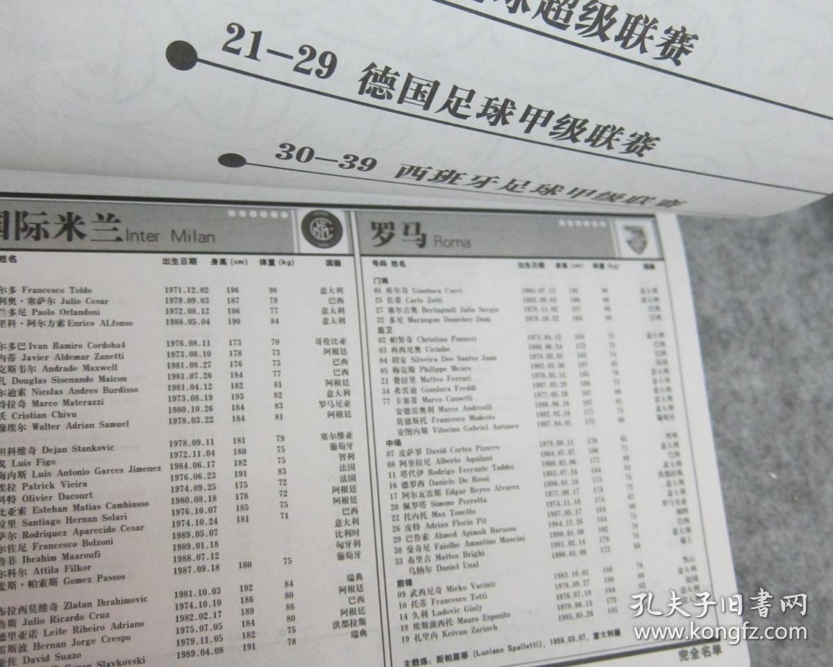 足球之夜 2007-2008欧洲新赛季 完全名单 足球周刊