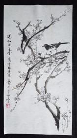 纯手绘、有章款花鸟画.画心尺寸：98*52厘米 Y34-02