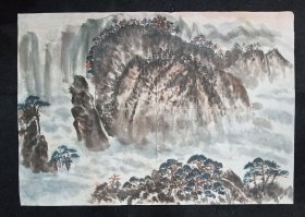 纯手绘  无章款山水画  尺寸：98*96厘米(货号:Y237-08）