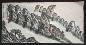 Y35-28（保真）四川著名书画家、李瑞熙、纯手绘四尺整纸山水画软件、画心尺寸约：134*68厘米