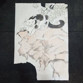 纯手绘  无章款花鸟画  尺寸：79*54厘米(货号:Y155-37）