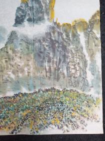 纯手绘 原创原稿 旧山水画软片   山水 画心尺寸：68*44厘米
