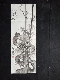 Y41-45【陈宣】手绘原创花鸟画.有章款 画心尺寸：69*26厘米