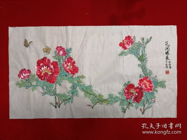 三尺整纸 花鸟画【花开蝶来】Y231-13