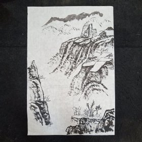 纯手绘  无章款山水画   尺寸：70*46厘米(货号:Y236-36）