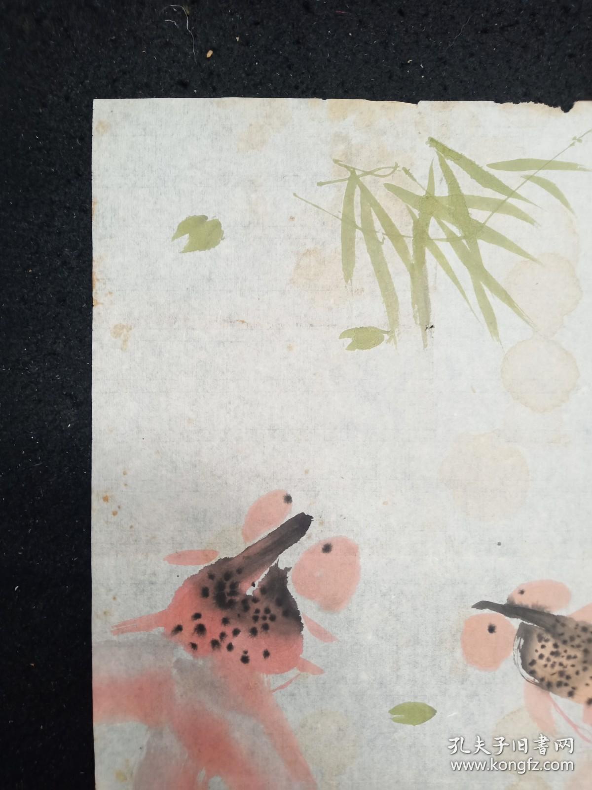 纯手绘 原创原稿真迹 旧花鸟画软片 画心尺寸45*33厘米 （货号Y160-44）