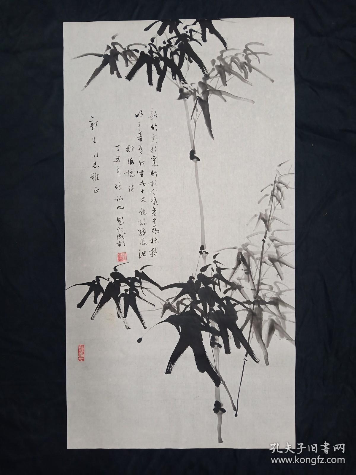 旧国画软片   四川画家  张老师   纯手绘 原稿原创 花鸟画真迹 画心软片 画心尺寸101*54厘米  Y144-47