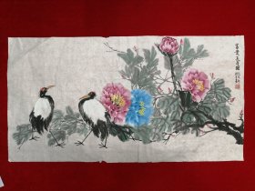 三尺整纸  花鸟画 富贵长寿图Y 234-25