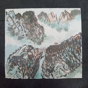 纯手绘  无章款山水画  尺寸：53*50厘米(货号:Y237-12）