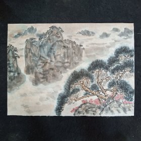 纯手绘  无章款山水画  尺寸：69*50厘米(货号:Y237-22）