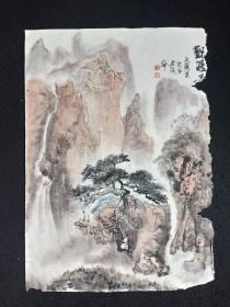 四川著名書畫家 、李文玉八十年代山水畫軟件，畫心尺寸：69*48厘米，有的品弱有輕微蟲蛀，缺損詳見圖