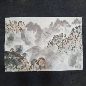 纯手绘  无章款山水画  尺寸：69*48厘米(货号:Y237-11）