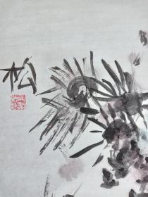 Y136-02纯手绘原创无款有章花鸟画软件一副.  画心尺寸：100*50厘米