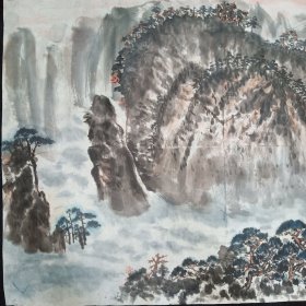 纯手绘  无章款山水画  尺寸：98*96厘米(货号:Y237-08）