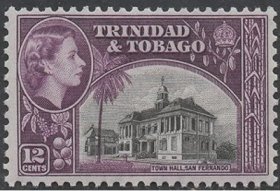 英联邦邮票，英属特立尼达和多巴哥1953年伊丽莎白女王，市政厅