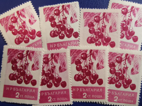 外国邮票ZA4，保加利亚1956年水果，樱桃 ，一枚价