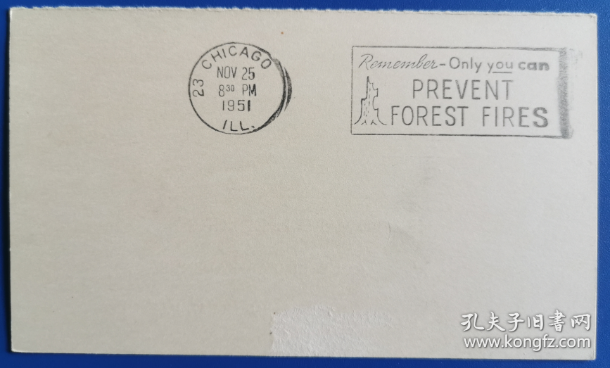 美国邮资明信片，只有你才能防止森林火灾宣传戳，枯树