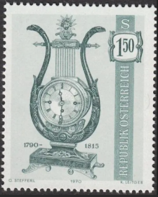 奥地利邮票ZA16 ，1970年维也纳钟表博物馆珍藏的古代钟表