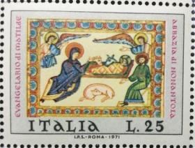 意大利邮票ZB2，1971年圣诞节，福音书插画
