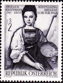 奥地利邮票ZA16，1968年女画家安格莉卡自画像，1全