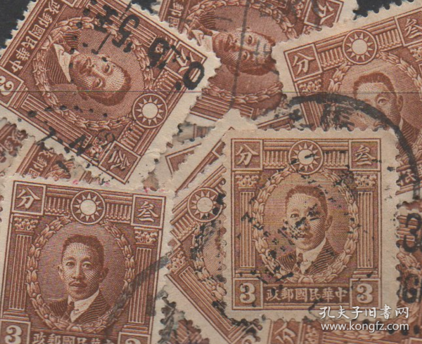 中华民国邮票M，1940年香港商务版辛亥革命烈士廖仲恺，信销1枚价