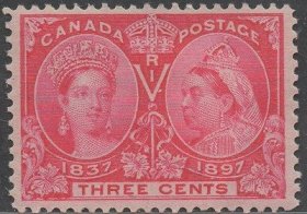 英联邦邮票，加拿大1897年维多利亚女王统治60年，3c