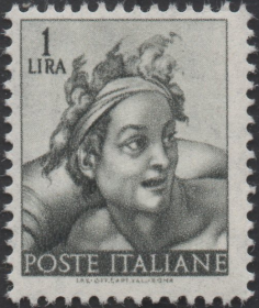 意大利邮票ZB2，1961年米开朗基罗为西斯廷教堂绘壁画，《奴隶》