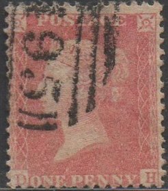 英国古典红便士邮票，1854-55年DH位置，马尔顿邮戳